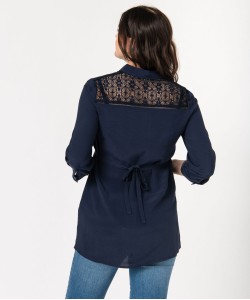 Blouse de grossesse fluide avec dentelle à manches ¾